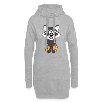 WASCHBÄR - KOFFER - REISE - URLAUB - FERIEN - TIER - Hoodie-Kleid - Grau meliert - Vorne