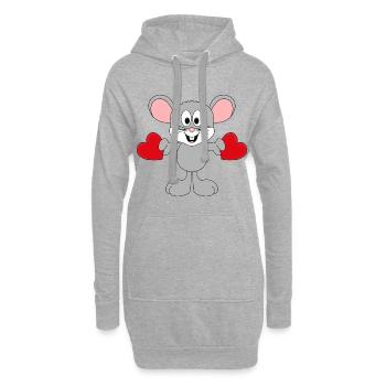 MAUS - HERZEN - LIEBE - LOVE - TIERLIEB - TIER - Hoodie-Kleid - Grau meliert - Vorne