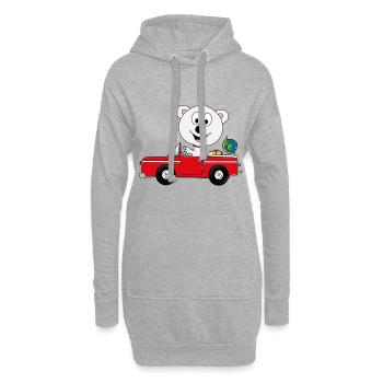 EISBÄR - AUTO - REISE - URLAUB - FERIEN - TIER - Hoodie-Kleid - Grau meliert - Vorne