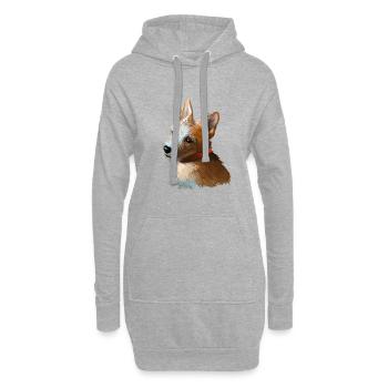 Illustration de l’aquarelle du chien portugais Podengo - Sweat-shirt à capuche long Femme - gris chiné - Devant