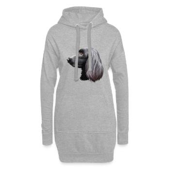 Munsterlander Grande Aquarelle de Chien Illustration - Sweat-shirt à capuche long Femme - gris chiné - Devant