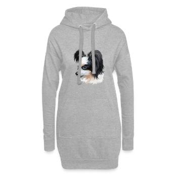 Papillon Dog Aquarelle Art Illustration - Sweat-shirt à capuche long Femme - gris chiné - Devant