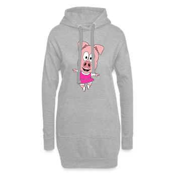 SCHWEIN - TANZEN - TÄNZERIN - BALLETT - BALLERINA - Hoodie-Kleid - Grau meliert - Vorne