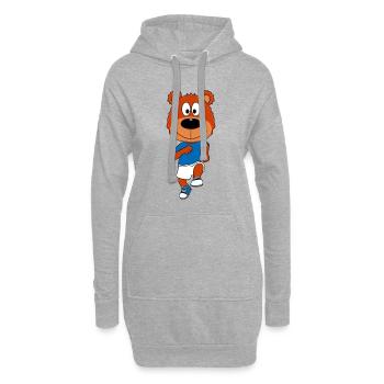 TEDDY - BÄR - TEDDYBÄR - LAUFEN - JOGGEN - SPORT - Hoodie-Kleid - Grau meliert - Vorne