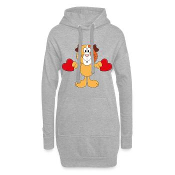 MEERSCHWEINCHEN - HERZEN - LIEBE - LOVE - TIER - Hoodie-Kleid - Grau meliert - Vorne