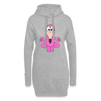 FLAMINGO - YOGA - TIER - VOGEL - TIERISCH - FUN - Hoodie-Kleid - Grau meliert - Vorne