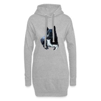 Russo European Laika Hund Aquarell Illustration - Hoodie-Kleid - Grau meliert - Vorne