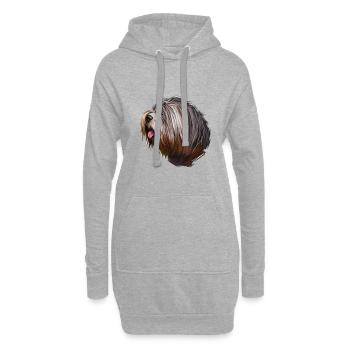Schapendoes Hunde Aquarell Illustration - Hoodie-Kleid - Grau meliert - Vorne