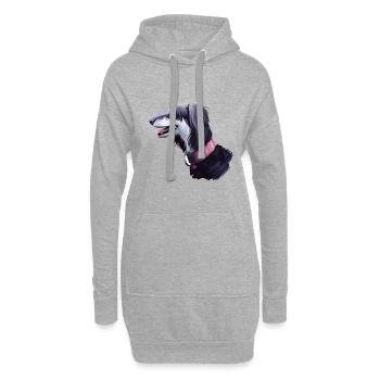 Saluki Hund Aquarell Farbe Illustration - Hoodie-Kleid - Grau meliert - Vorne