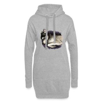 Seppala Sibirischer Schlittenhund Hund Aquarell Illustrati - Hoodie-Kleid - Grau meliert - Vorne