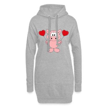 SCHWEIN - LUFTBALLONS - HERZEN - LIEBE - LOVE - Hoodie-Kleid - Grau meliert - Vorne