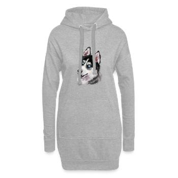 Siberian Husky Hund Aquarell Kunst Illustration - Hoodie-Kleid - Grau meliert - Vorne