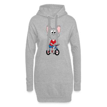 RATTE - FAHRRAD - TIER - SPORT - KIND - BABY - FUN - Hoodie-Kleid - Grau meliert - Vorne
