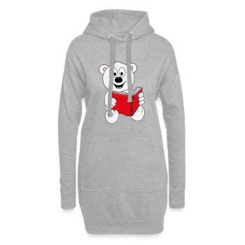 EISBÄR - LESEN - BUCH - GESCHICHTE - TIER - KIND - Hoodie-Kleid - Grau meliert - Vorne
