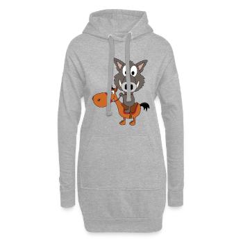 WILDSCHWEIN - PFERD - REITEN - TIERISCH - Hoodie-Kleid - Grau meliert - Vorne
