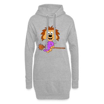 IGEL - HEXE - HEXENBESEN - HALLOWEEN - TIER - BABY - Hoodie-Kleid - Grau meliert - Vorne