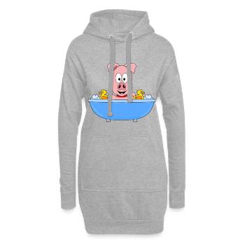SCHWEIN - BADEWANNE - TIER - KIND - BABY - FUN - Hoodie-Kleid - Grau meliert - Vorne