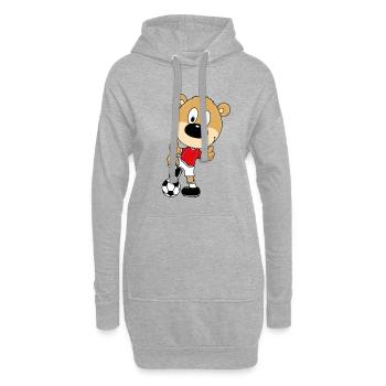 TEDDYBÄR - BÄR - TEDDY - FUßBALL - SPORT - KIND - Hoodie-Kleid - Grau meliert - Vorne
