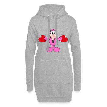 FLAMINGO - LIEBE - LOVE - VOGEL - TIER - BABY - Hoodie-Kleid - Grau meliert - Vorne