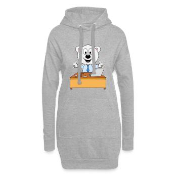 EISBÄR - BERUF - JOB - CHEF - MITARBEITER - TIER - Hoodie-Kleid - Grau meliert - Vorne