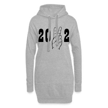 2022 Peace Zeichen - Hoodie-Kleid - Grau meliert - Vorne