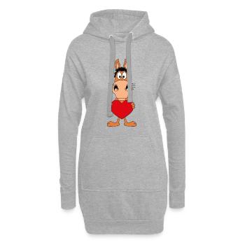 PFERD - HERZ - LIEBE - LOVE - PONY - REITEN - Hoodie-Kleid - Grau meliert - Vorne