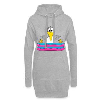 MÖWE - POOL - SHAKA - MEER - SEE - BADEN - SOMMER - Hoodie-Kleid - Grau meliert - Vorne