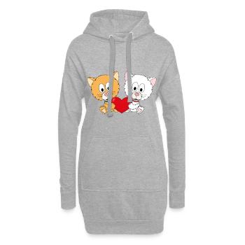 LIEBE - LOVE - KATZEN - KATZE - TIER - KIND - BABY - Hoodie-Kleid - Grau meliert - Vorne