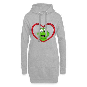 LIEBE - LOVE - FROSCH - TIER - KIND - BABY - FUN - Hoodie-Kleid - Grau meliert - Vorne