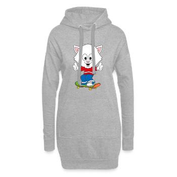 SKATEBOARD - KATZE - SPORT - TIER - KIND - BABY - Hoodie-Kleid - Grau meliert - Vorne