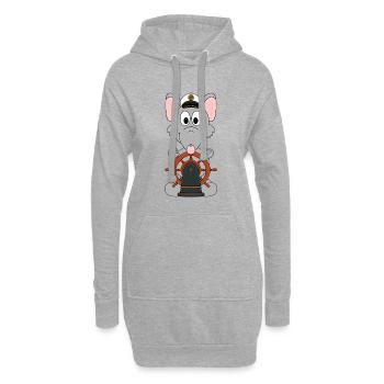 WASSERRATTE - KAPITÄN - RATTE - BOOT - SCHIFF - Hoodie-Kleid - Grau meliert - Vorne