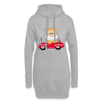 HAMSTER - AUTO - TIER - KIND - BABY - TIERISCH - Hoodie-Kleid - Grau meliert - Vorne