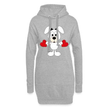 HUND - HERZEN - LIEBE - LOVE - TIERISCH - VERLIEBT - Hoodie-Kleid - Grau meliert - Vorne