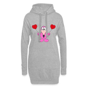 FLAMINGO - LIEBE - LOVE - VERLIEBT - TIERISCH - Hoodie-Kleid - Grau meliert - Vorne