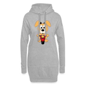 HUND - MOTORRAD - BIKER - TIER - KIND - BABY - Hoodie-Kleid - Grau meliert - Vorne