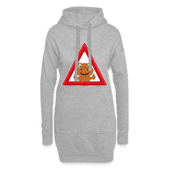 ACHTUNG DINOSAURIER - DINO - KIND - BABY - FUN - Hoodie-Kleid - Grau meliert - Vorne