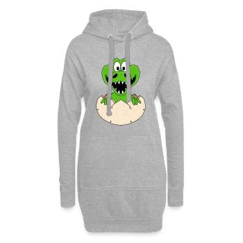 KROKODIL - EI - GEBURT - BABY - NACHWUCHS - TIER - Hoodie-Kleid - Grau meliert - Vorne