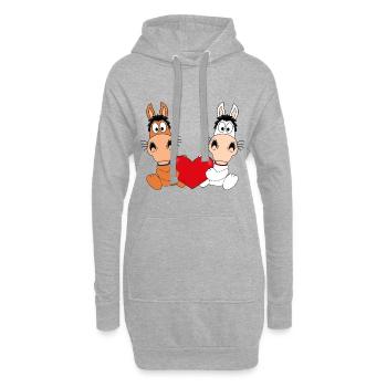 PFERDE - PFERD - HERZ - LIEBE - LOVE - REITEN - Hoodie-Kleid - Grau meliert - Vorne