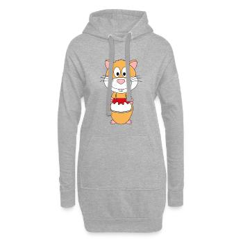 GEBURTSTAG - PARTY - FEIER - ANLASS - HAMSTER - Hoodie-Kleid - Grau meliert - Vorne