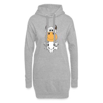 YOGA - PILATES - KUH - BAUERNHOF - TIER - FUN - Hoodie-Kleid - Grau meliert - Vorne