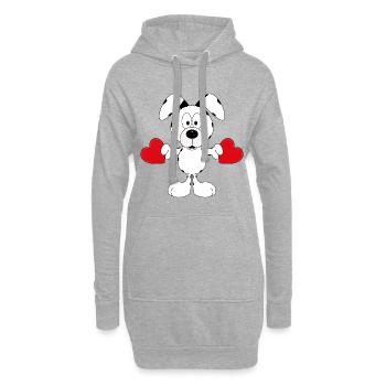 HUND - LIEBE - TIER - TIERLIEB - HERZEN - BABY - Hoodie-Kleid - Grau meliert - Vorne