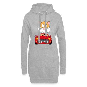 HAMSTER - AUTO - TIER - TIERISCH - KIND - BABY - Hoodie-Kleid - Grau meliert - Vorne