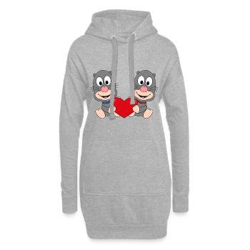 MAULWÜRFE - LIEBE - HERZ - MAULWURF - VERLIEBT - Hoodie-Kleid - Grau meliert - Vorne