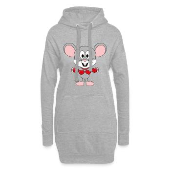 MAUS - HERZEN - LIEBE - VERLIEBT - TIER - TIERISCH - Hoodie-Kleid - Grau meliert - Vorne