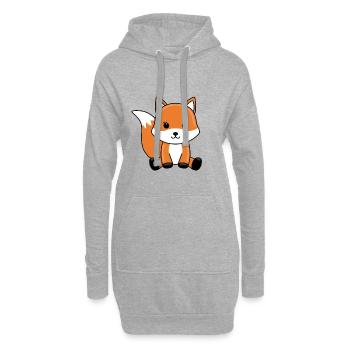 FUCHS - TIER - KIND - BABY - TIERISCH - GESCHENKE - Hoodie-Kleid - Grau meliert - Vorne