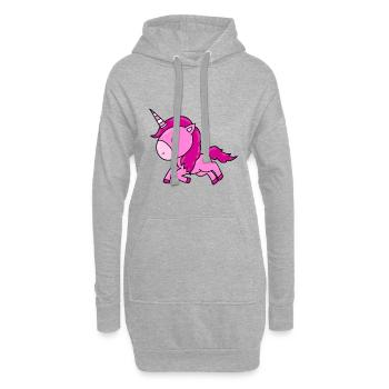 EINHORN - PFERD - PONY - REITEN - MÄDCHEN - Hoodie-Kleid - Grau meliert - Vorne