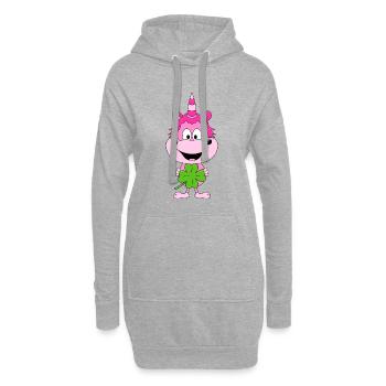 EINHORN - KLEEBLATT - GLÜCK - GLÜCKSBRINGER - PONY - Hoodie-Kleid - Grau meliert - Vorne