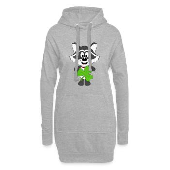WASCHBÄR - KLEEBLATT - TIER - TIERISCH - FUN - Hoodie-Kleid - Grau meliert - Vorne