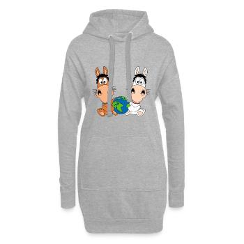 PFERDE - PONYS - ERDE - WELT - PLANET - TIERE - Hoodie-Kleid - Grau meliert - Vorne