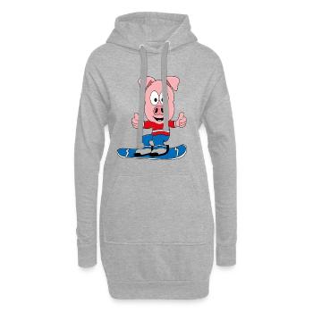 PISTENSAU - SNOWBOARD - WINTERSPORT - SCHWEIN - Hoodie-Kleid - Grau meliert - Vorne